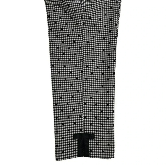 Talbots Women 8 Gingham Plaid Black White Polka Dot Wool Blend Ribbon Detail Car - Picture 3 of 16
